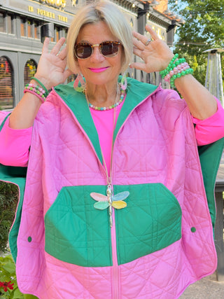 PINK AND GREEN FULL ZIPPER JACKET