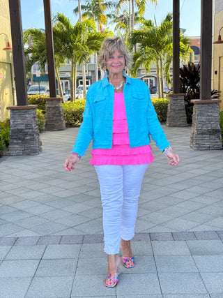 KEY WEST AQUA LINEN JACKET