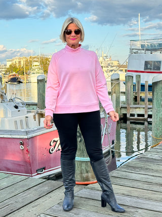 CLEAR PINK MOCK NECK TOP