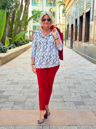 HOLIDAY WINTER WHITE RUFFLE TOP