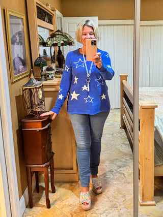 LULU-B CHENILLE BLU STAR SWEATER