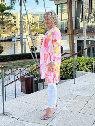 ETHYL PINK WATERCOLOR CARDIGAN