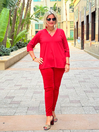 LULU-B RED TAILORED SLEEVE TOP