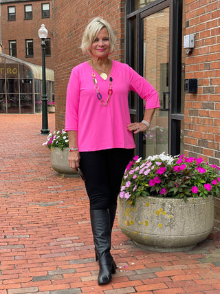 LULU-B HOT PINK TAILORED SLEEVE TOP