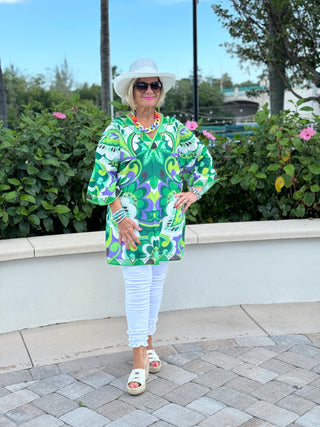 KEY WEST TROPICS PALM TUNIC FINAL SALE