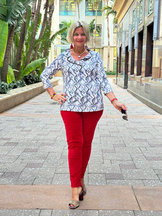 HOLIDAY WINTER WHITE RUFFLE TOP