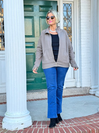 TAUPE FULL ZIPPER JACKET