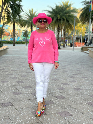 PINK ALL YOU NEED IS LOVE SWEATER