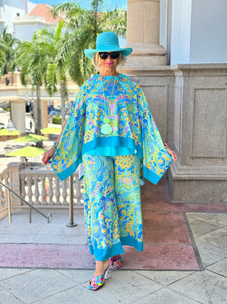 TROPICAL AQUA MARINE PALAZZO PANT