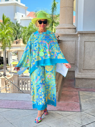 TROPICAL AQUA MARINE PALAZZO PANT