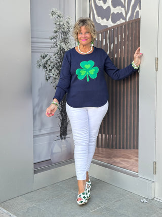 NAVY SHAMROCK SWEATER PREORDER