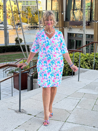 PINK PETALS ELBOW DRESS