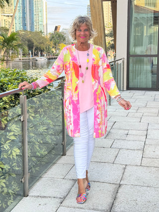 ETHYL PINK WATERCOLOR CARDIGAN