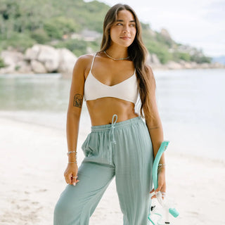 Aqua Cotton Cabana Pants