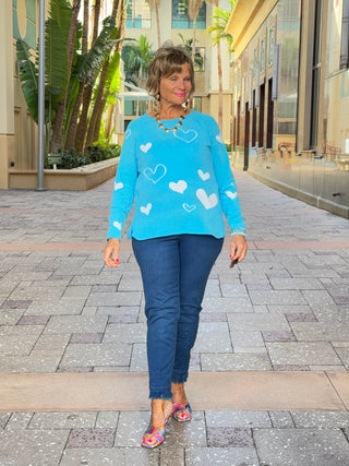 AQUA HEART CHENILLE SWEATER