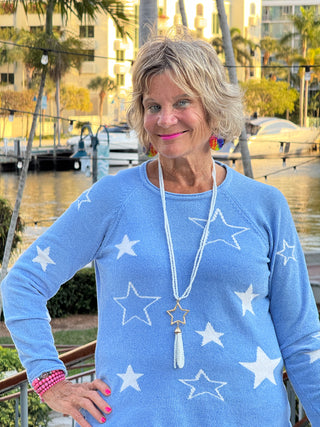 LULU-B LIGHT BLUE STAR SWEATER