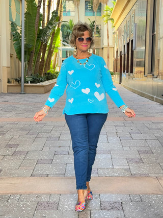 AQUA HEART CHENILLE SWEATER