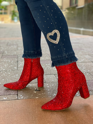 NAVY HEART CHENILLE SWEATER