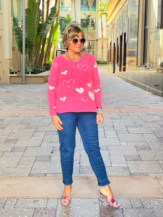 HOT PINK HEART SWEATER