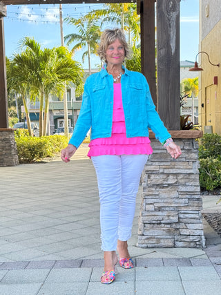 KEY WEST AQUA LINEN JACKET