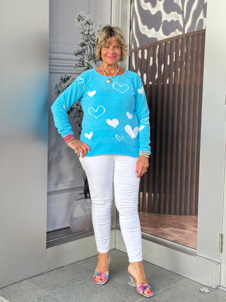 AQUA HEART CHENILLE SWEATER