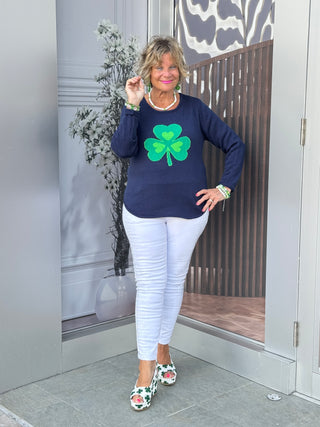 NAVY SHAMROCK SWEATER PREORDER