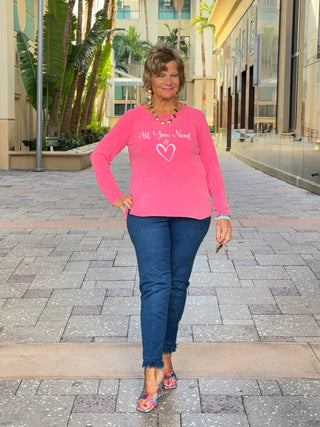 PINK ALL YOU NEED IS LOVE SWEATER