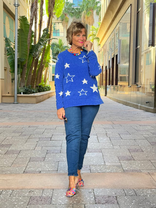 LULU-B CHENILLE BLU STAR SWEATER