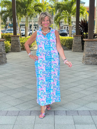 SPLASH OF PINK  MAXI DRESS