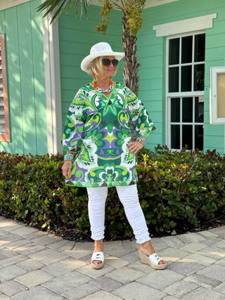 KEY WEST TROPICS PALM TUNIC FINAL SALE