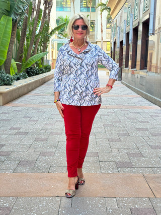 HOLIDAY WINTER WHITE RUFFLE TOP