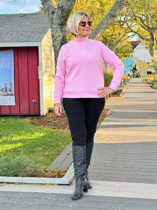 CLEAR PINK MOCK NECK TOP