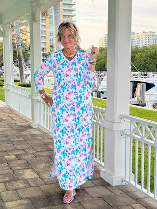 PINK PETALS ELBOW MAXI