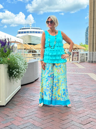 TROPICAL AQUA MARINE PALAZZO PANT