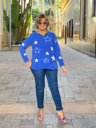 LULU-B CHENILLE BLU STAR SWEATER