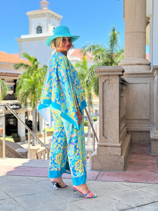 TROPICAL AQUA MARINE PALAZZO PANT