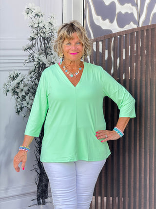 LULU-B TAILORED V CLEAR LIME TOP