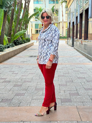 HOLIDAY WINTER WHITE RUFFLE TOP