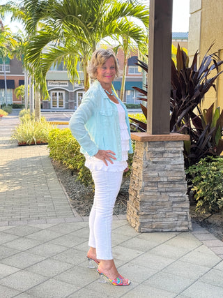 KEY WEST SEA FOAM LINEN JACKET