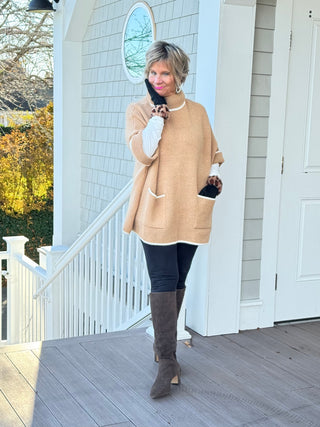 🐢 Cozy Turtle Camel Neck Poncho with Arm Holes