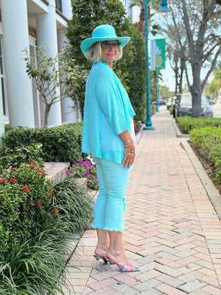 AQUA MESH RUFFLE WRAP