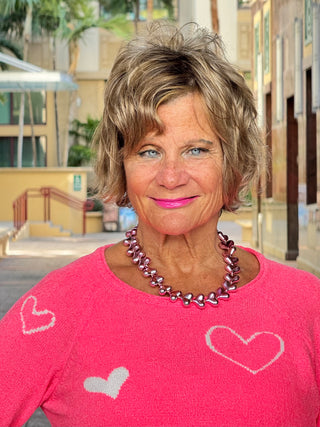 HOT PINK HEART SWEATER