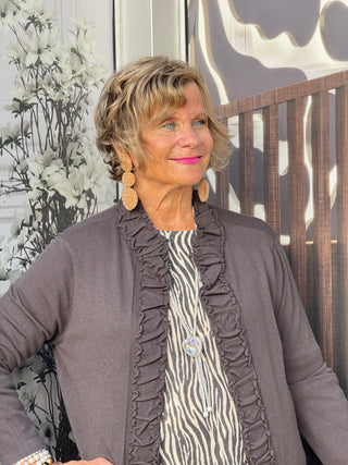 LULU-B ROUGED CHARCOAL CARDIGAN