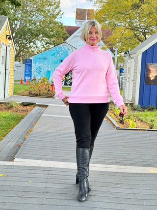 CLEAR PINK MOCK NECK TOP