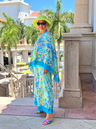 TROPICAL AQUA MARINE PALAZZO PANT