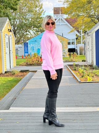 CLEAR PINK MOCK NECK TOP