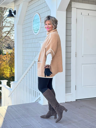 🐢 Cozy Turtle Camel Neck Poncho with Arm Holes