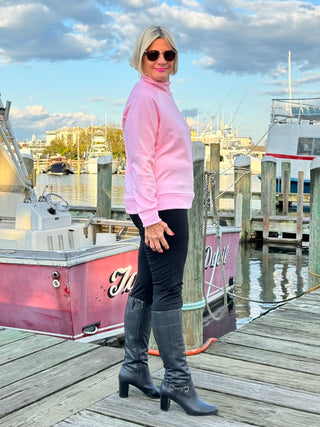 CLEAR PINK MOCK NECK TOP