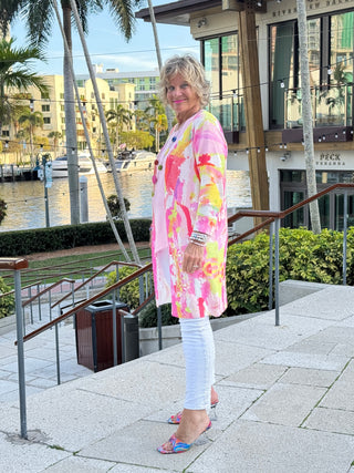 ETHYL PINK WATERCOLOR CARDIGAN