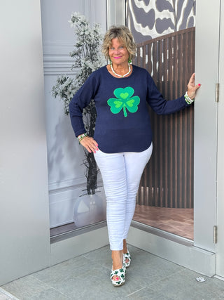 NAVY SHAMROCK SWEATER PREORDER